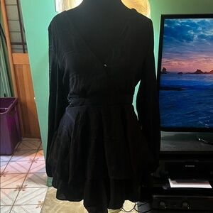 Black Women's skirted romper